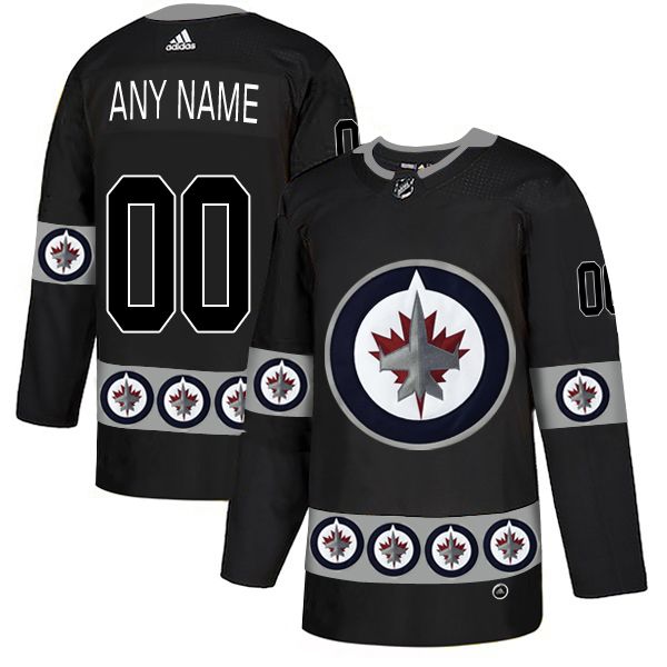 Men Winnipeg Jets #00 Any name Black Custom Adidas Fashion NHL Jersey